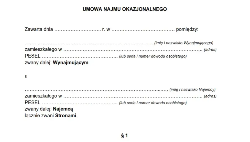 umowa najmu wz&oacute;r, klauzule abuzywne umowa najmu, najem okazjonalny
