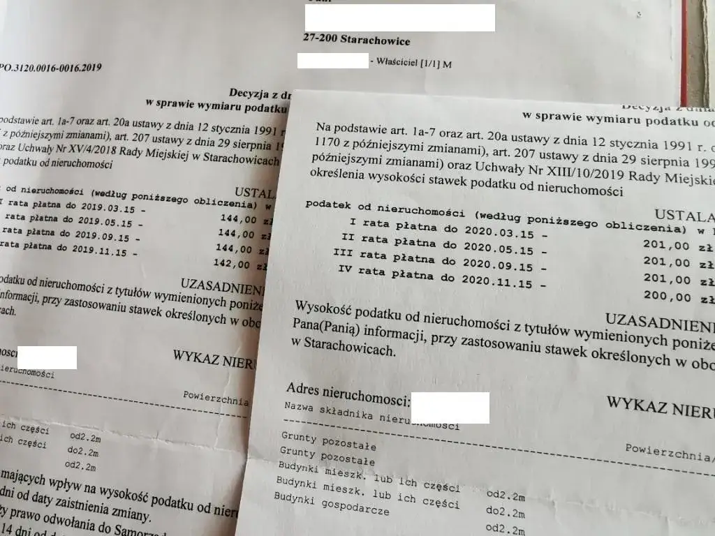 decyzja wymiarowa podatek od nieruchomości